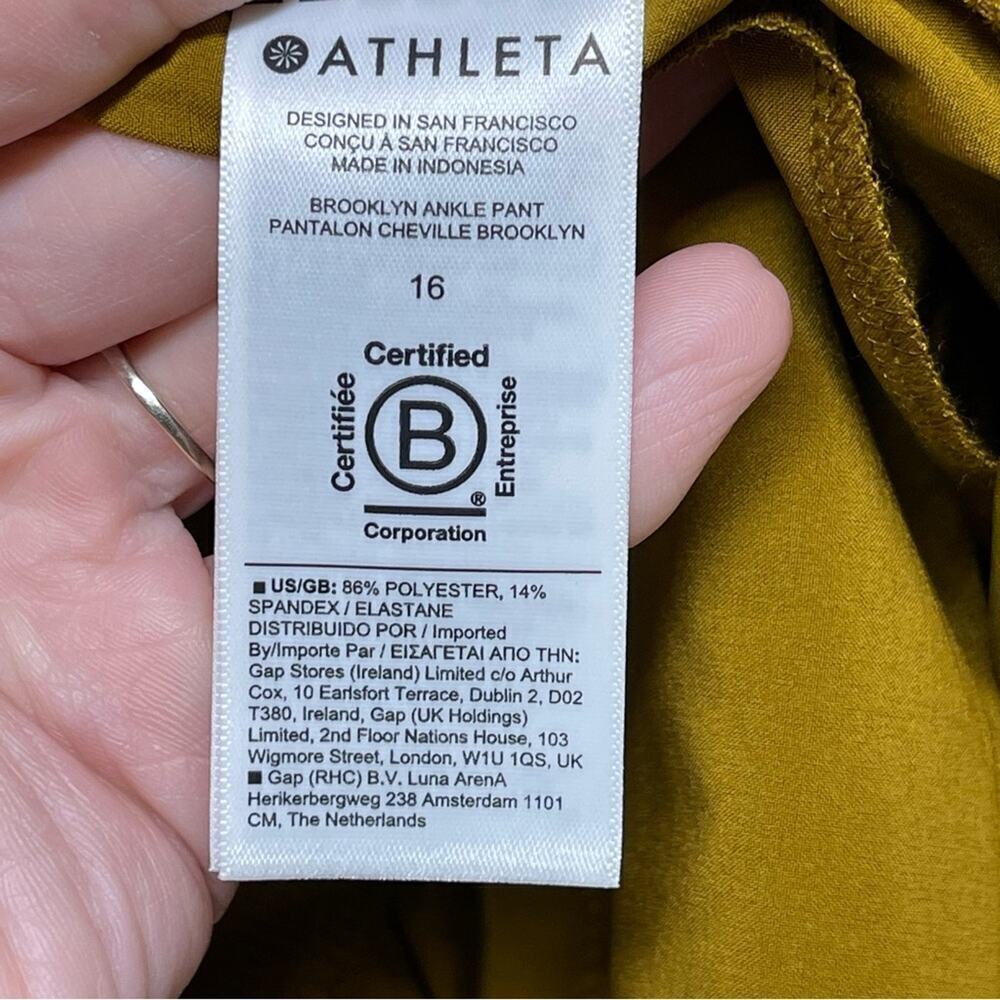 Athleta Brooklyn Ankle Tapered Leg Ribbed Textured Joggers Pant Brass Yellow 16 - Picture 15 of 16